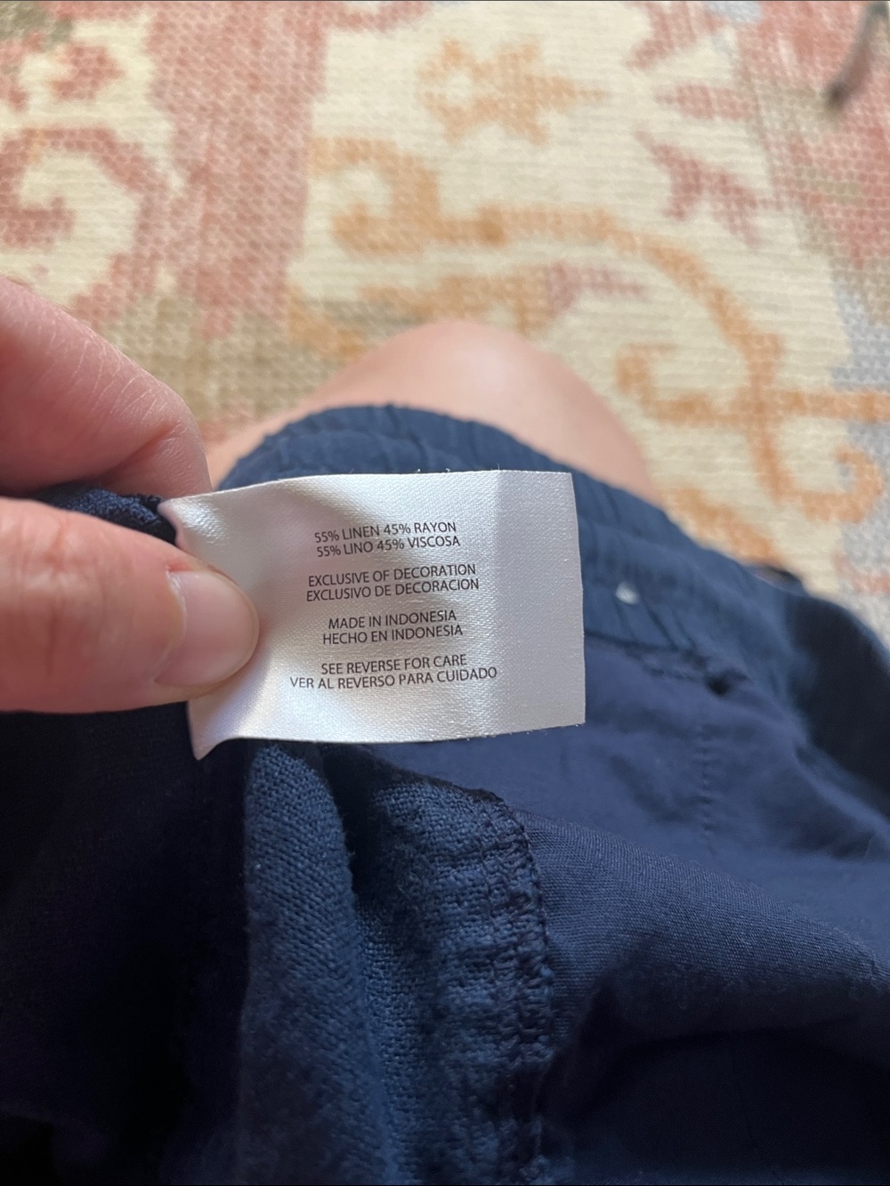 Gap Navy Linen Drawstring Shorts Large Elastic Waist EUC - Picture 6 of 8